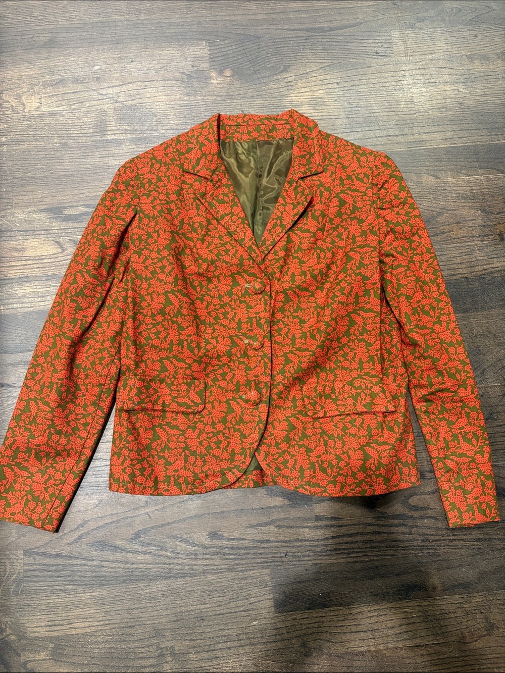 Womens Red Floral Pattern Tailored Blazer